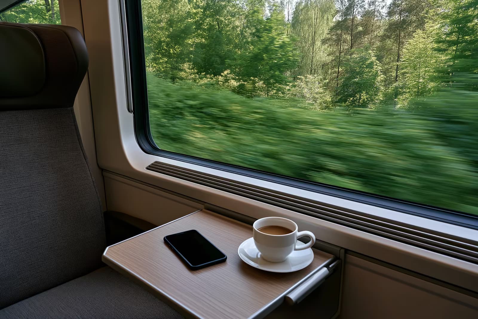 Një tren me shpejtësi të lartë Deutsche Bahn ICE duke pritur në një platformë stacioni gjerman në mëngjes.