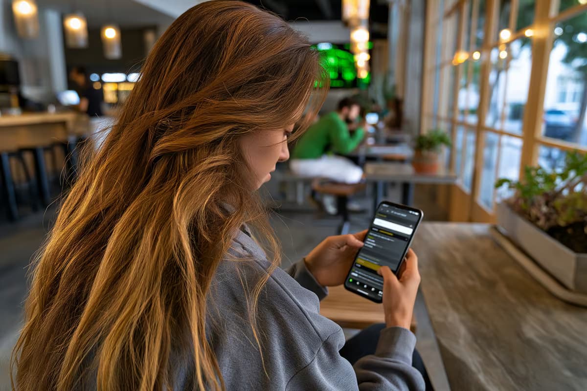 Një telefon inteligjent që tregon një faqe rezultatesh kërkimi dhe një dyqan aplikacionesh krah për krah.